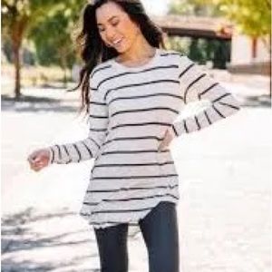 Lou & Grey Signature Soft Striped Sweatshirt Dress